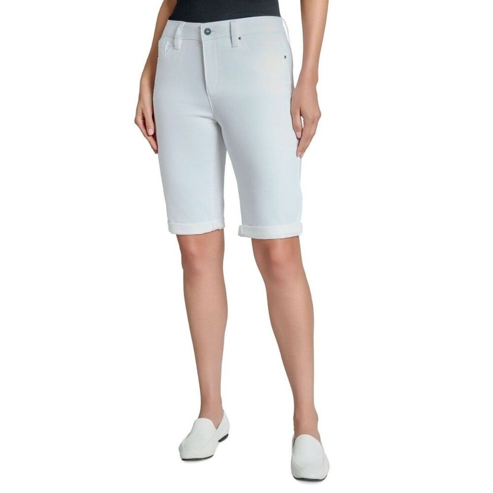 Jones New York White Cuffed Bermuda Shorts